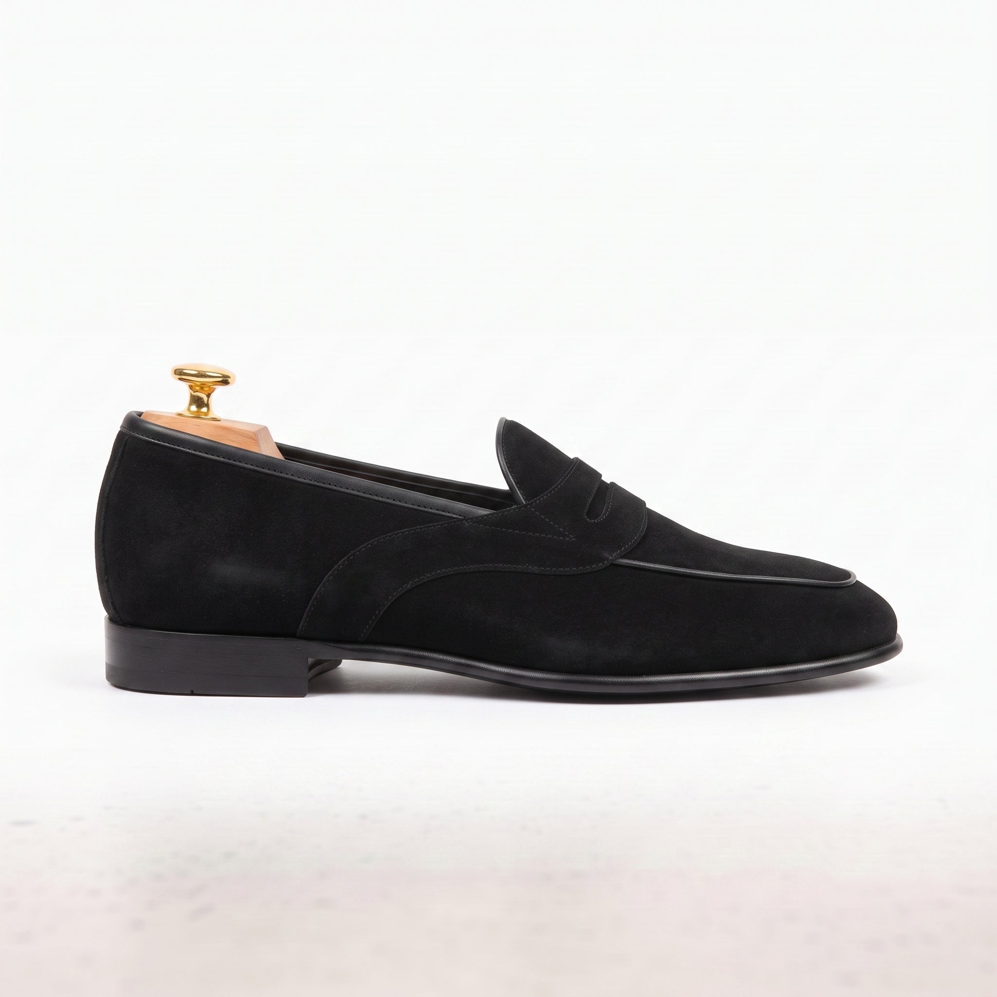 Men's Black Suede Penny Loafers — Sherlock