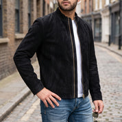 Men's Black Suede Slim Fit Jacket — Sedgley