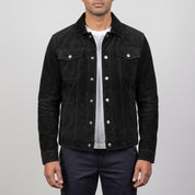 Men's Black Suede Trucker Jacket — Gladwell