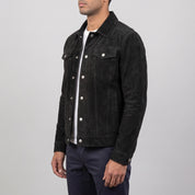 Men's Black Suede Trucker Jacket — Gladwell