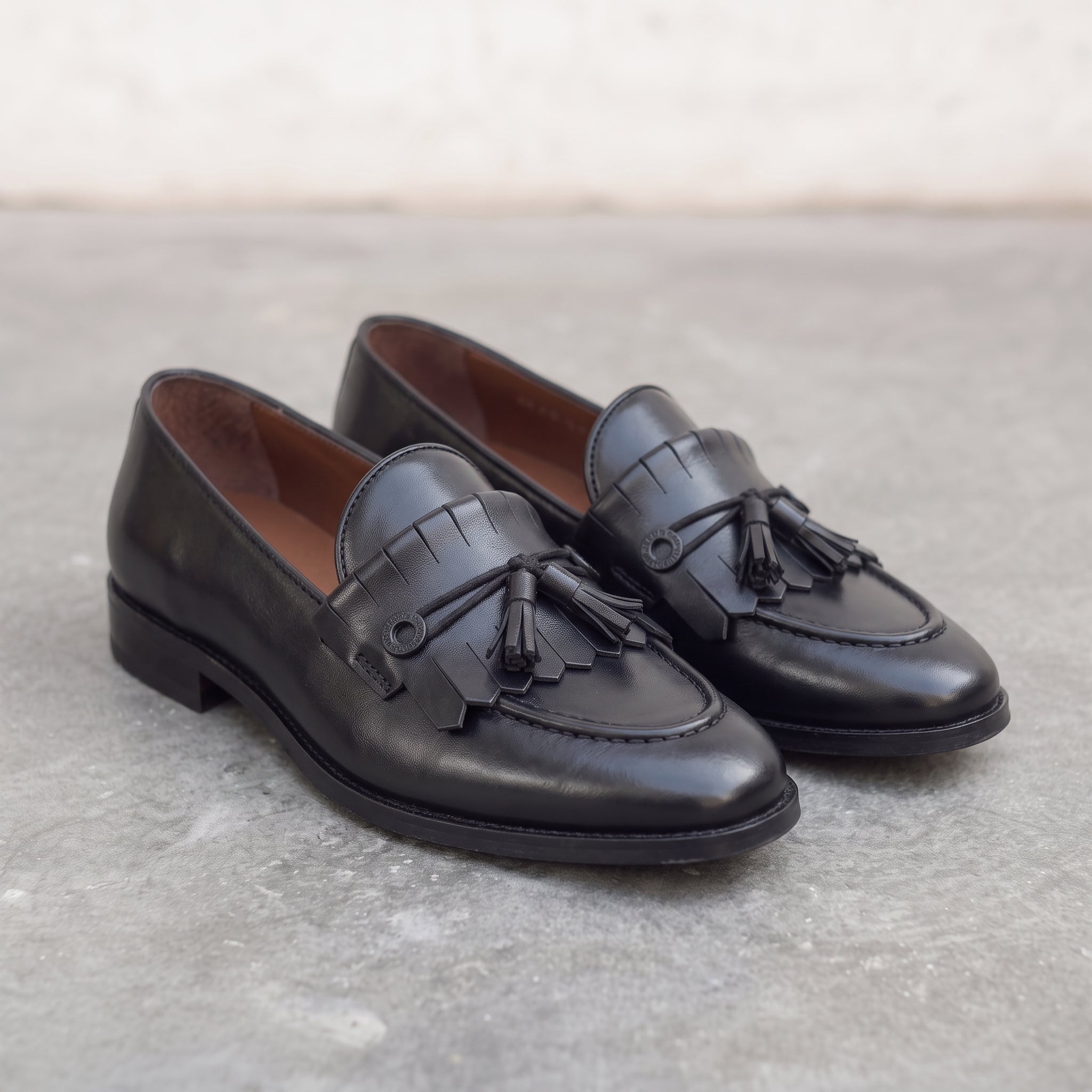 Men's Black Tassel Fringe Leather Moccasins — Whitchurch