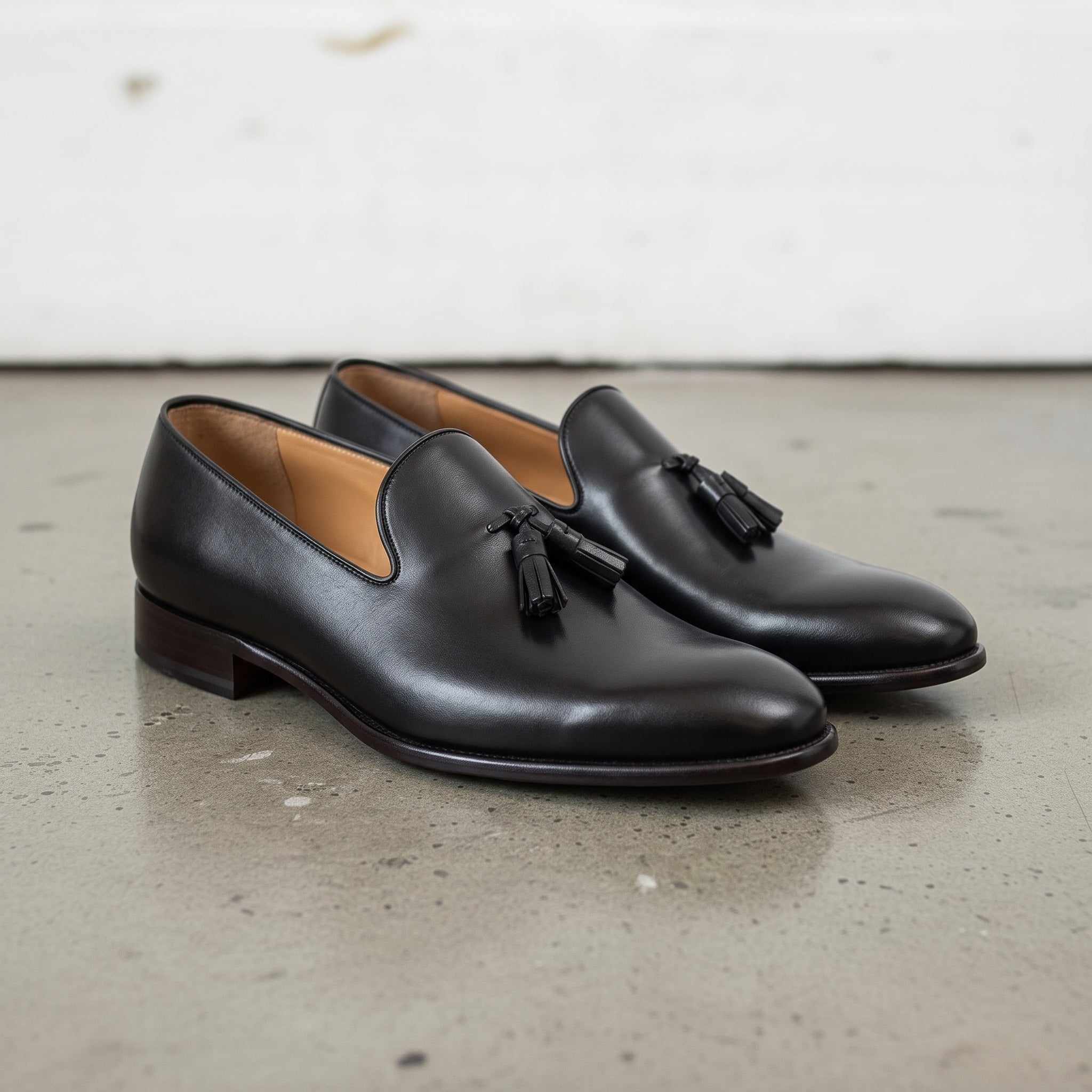 Men's Rich Black Tassel Loafer Handcrafted Calf Leather Dress Shoes — Humberstone
