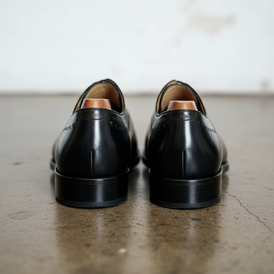 Mens Black tuxedo shoes, Men leather Oxford shoes, shoes for men - back-view