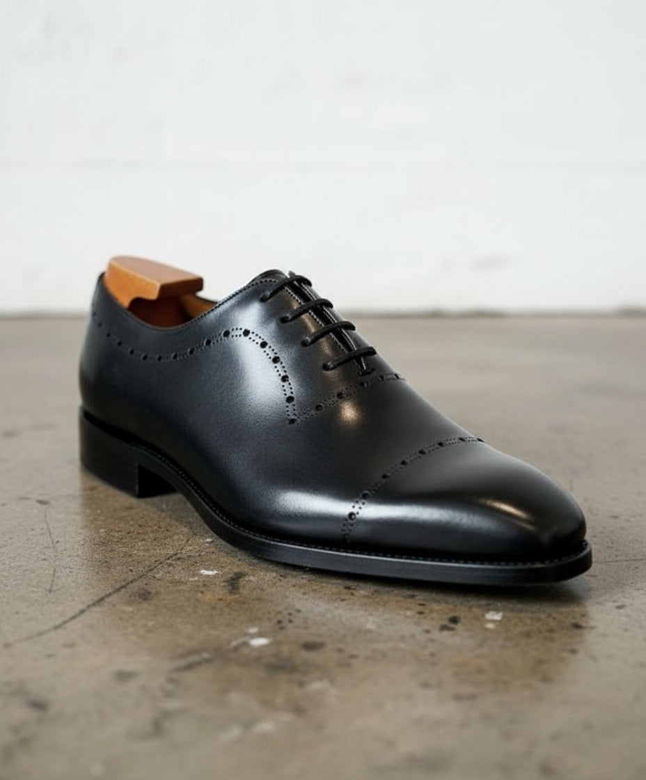 Mens Black tuxedo shoes, Men leather Oxford shoes, shoes for men - detail-view-showing-texture