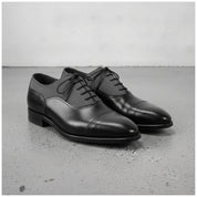 Men's Black Two-Tone Cap-Toe Leather Oxfords — Hastings — Hastings