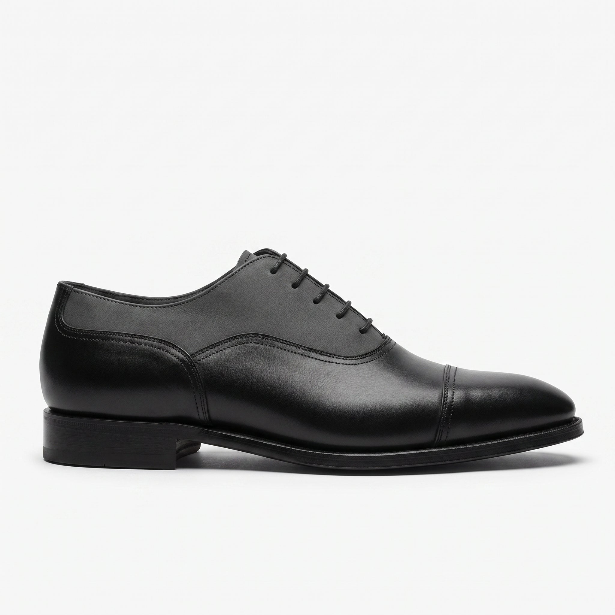 Men's Black Two-Tone Cap-Toe Leather Oxfords — Hastings — Hastings