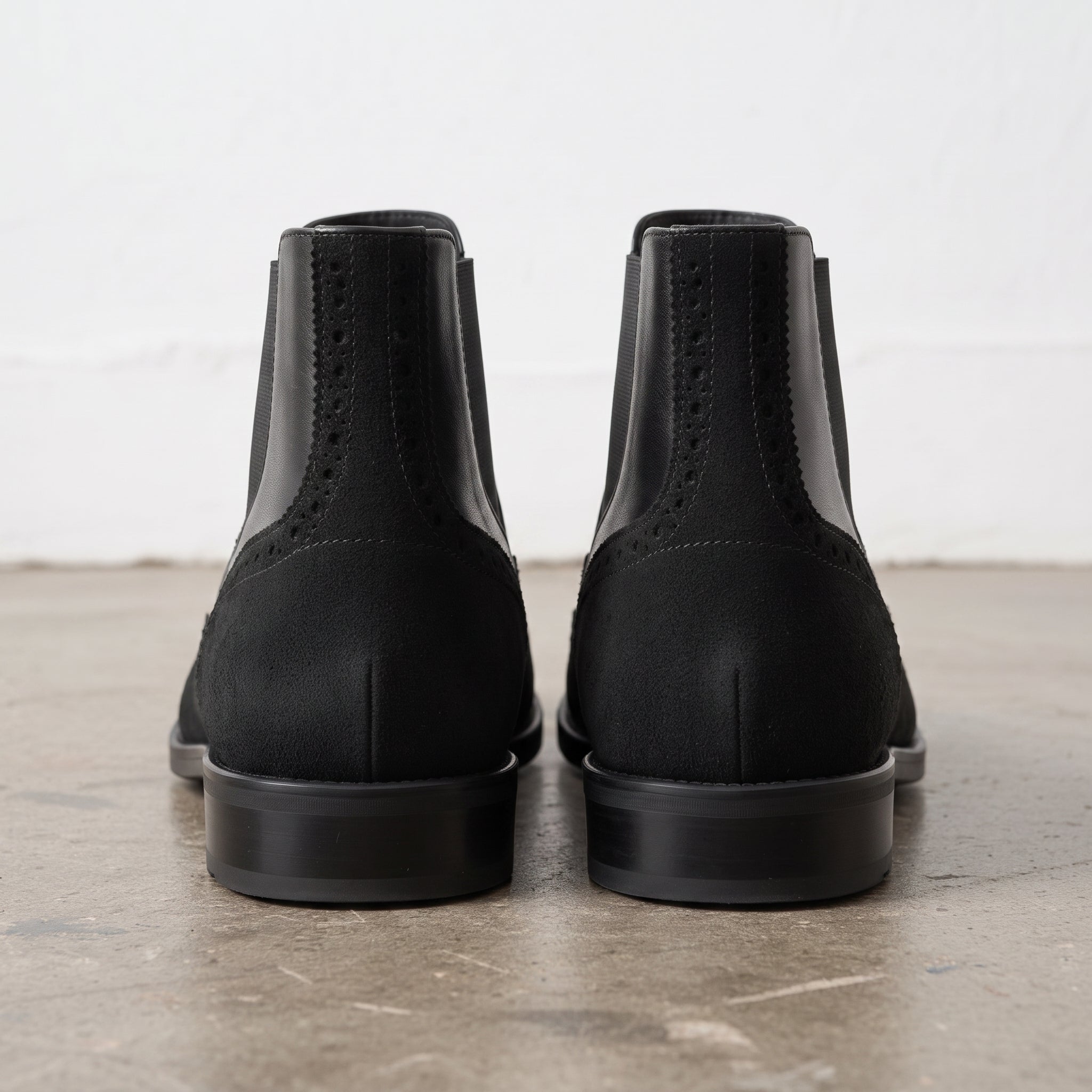 Men's Black Wingtip Brogue Leather Chelsea Boots — Turner