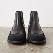 Men's Black Wingtip Brogue Leather Chelsea Boots — Turner