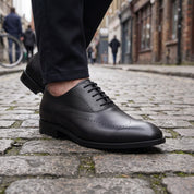 Men's Black Cap-Toe Leather Oxfords — Bramley