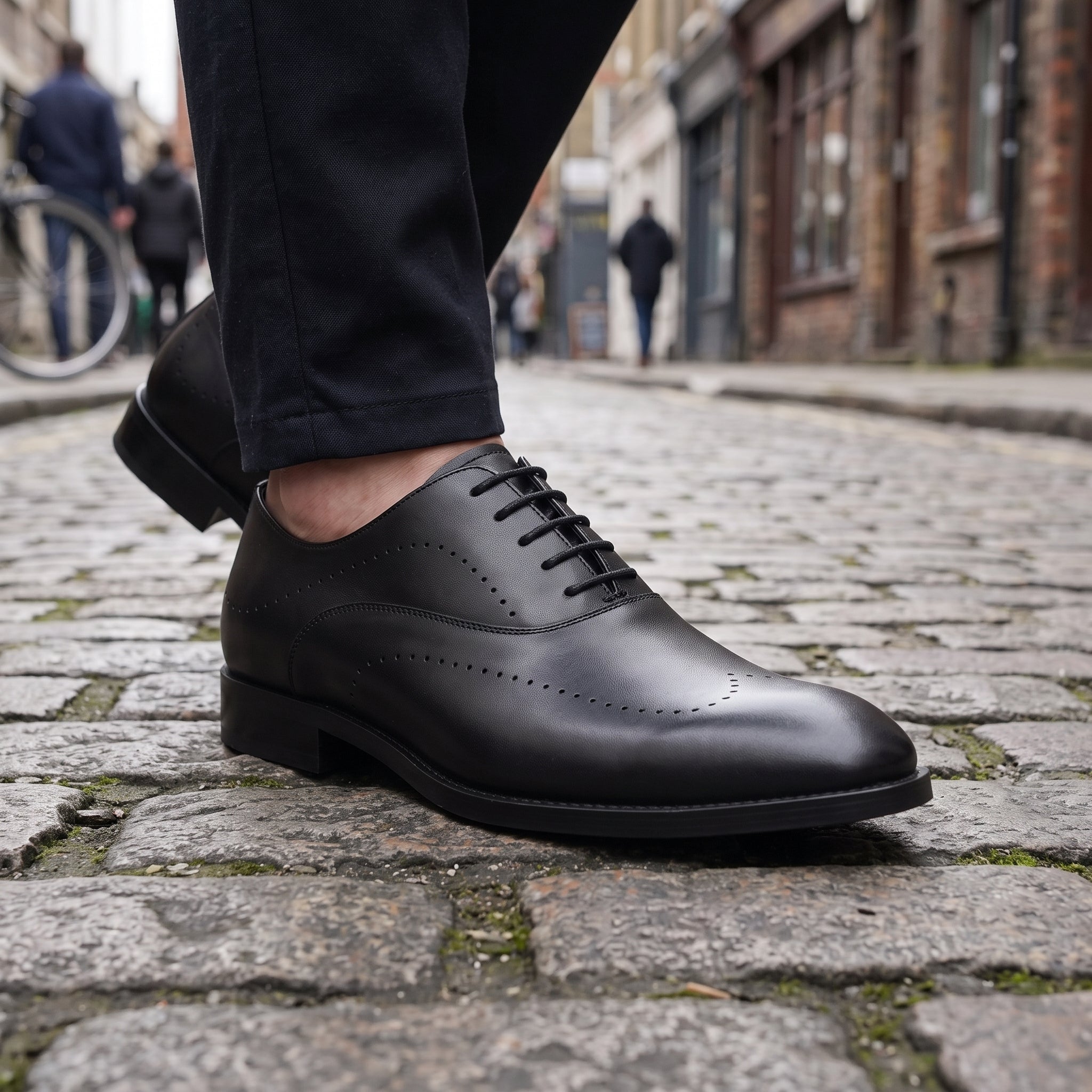 Men's Black Cap-Toe Leather Oxfords — Bramley