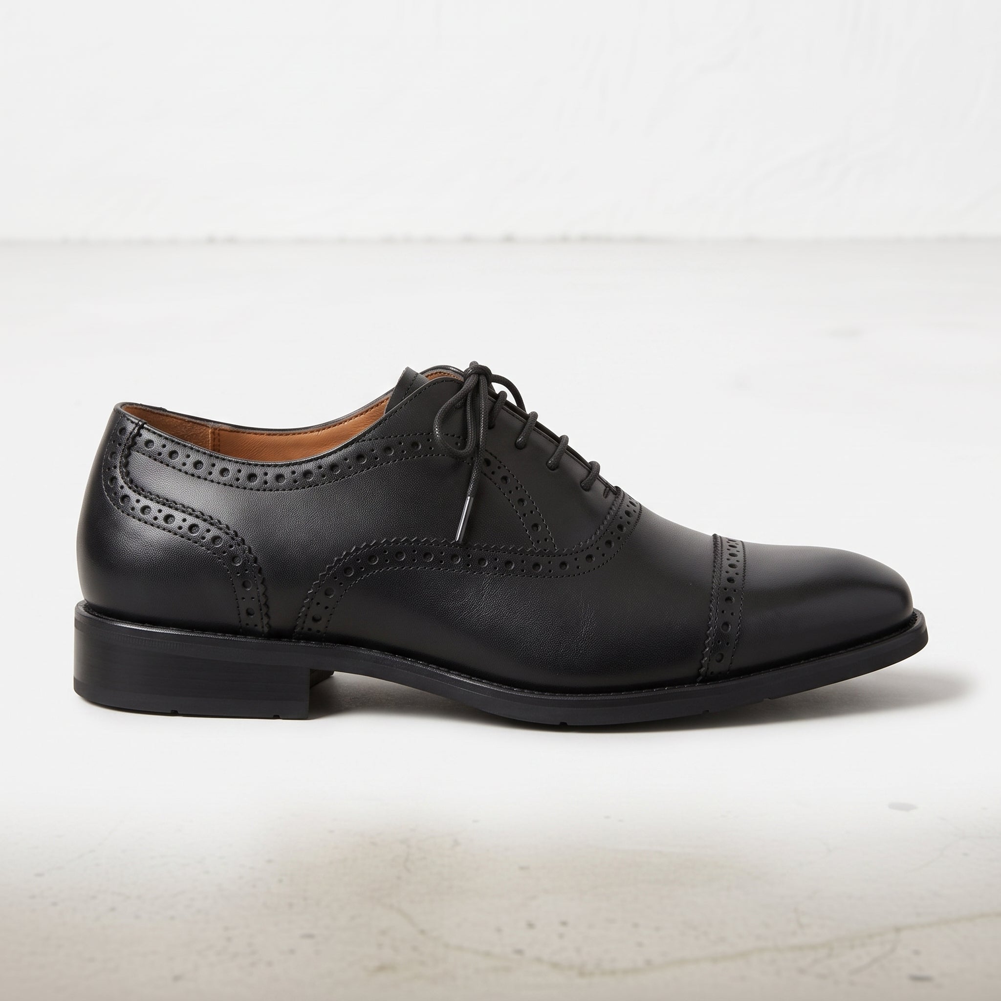 Men's Black Wingtip Brogue Leather Oxfords — Silksworth
