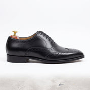 Men's Black Wingtip Leather Brogues — Cranmore