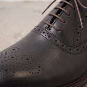 Men's Black Wingtip Leather Brogues — Keating