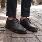 Men's Black Wingtip Leather Brogues — Keating