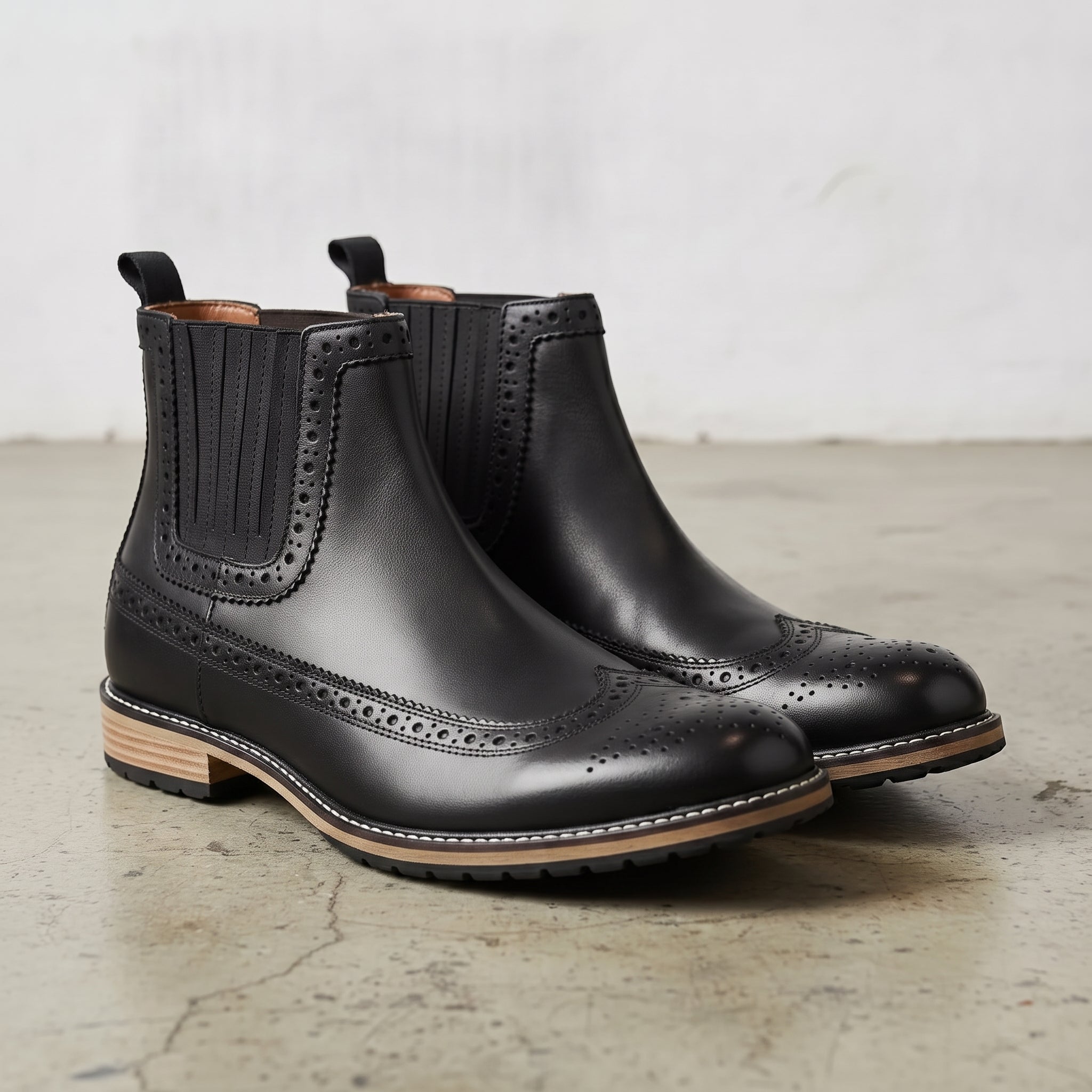 Men's Black Wingtip Suede Leather Chelsea Boots — Colman