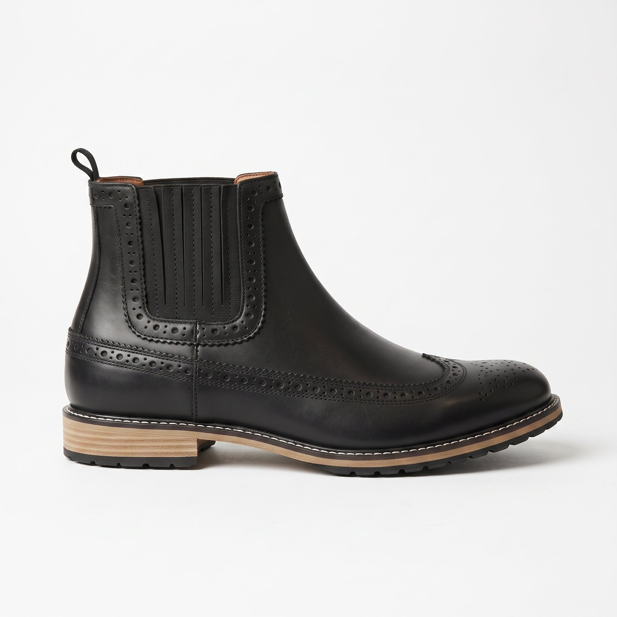 Men's Black Wingtip Suede Leather Chelsea Boots — Colman