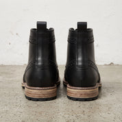 Men's Black Wingtip Leather Derby Boots — Kemsley
