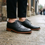Men's Black Wingtip Leather Derby Brogues — Arkendale