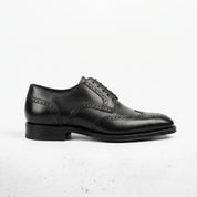 Men's Black Wingtip Pebbled Leather Derby Brogues — Baines