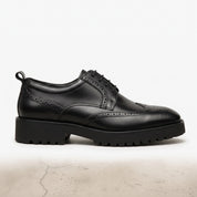 Men's Black Wingtip Leather Derby Brogues — Culshaw
