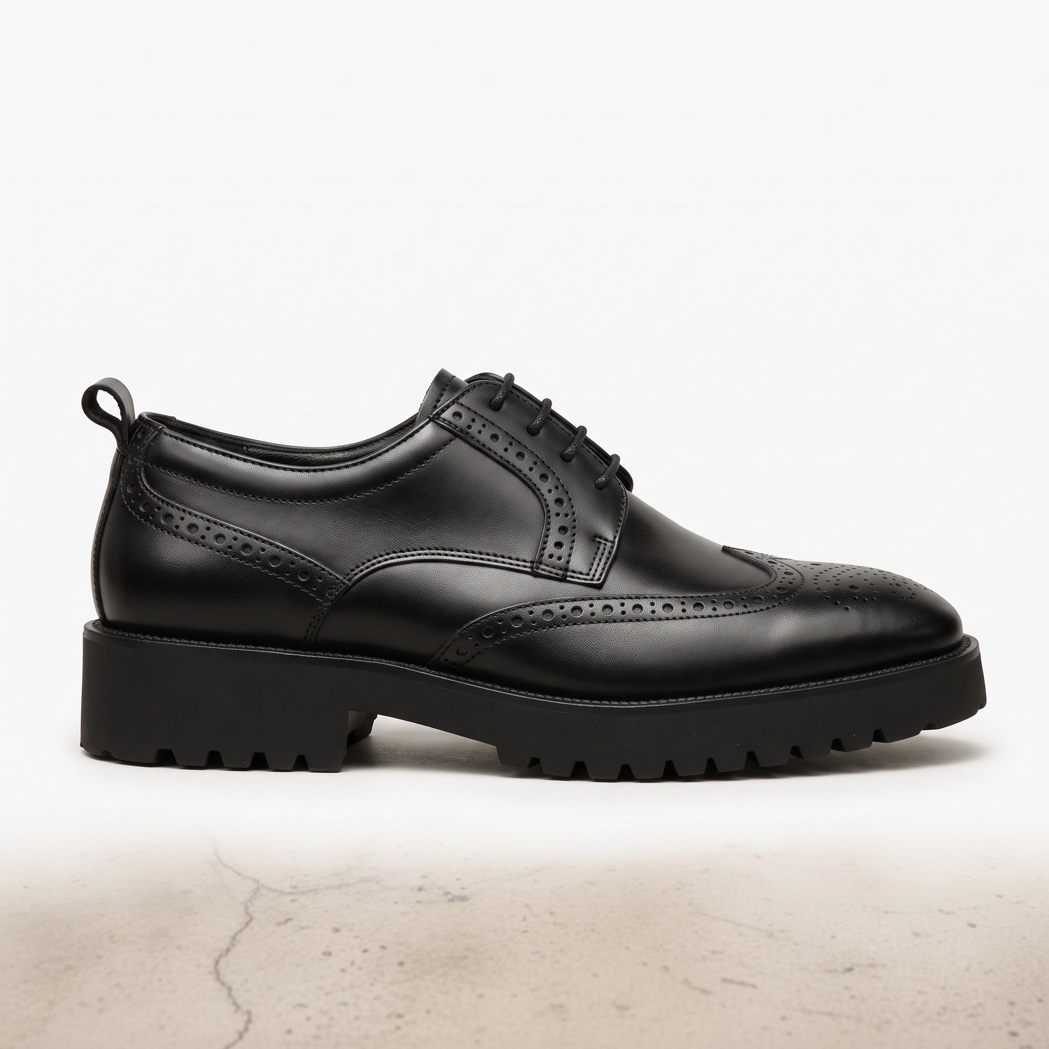 Men's Black Wingtip Leather Derby Brogues — Culshaw