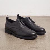 Men's Black Wingtip Leather Derbys — Ashcott