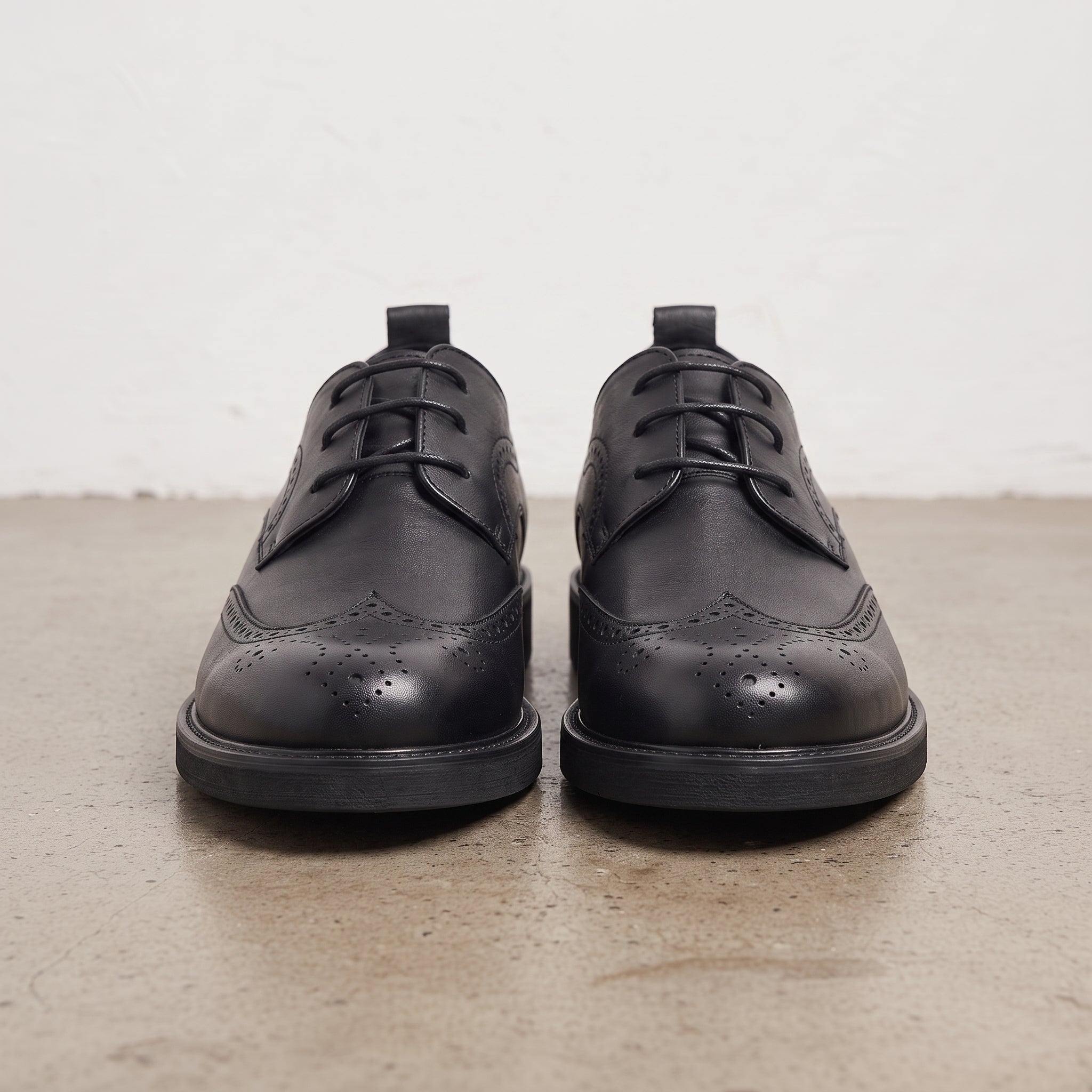 Men's Black Wingtip Leather Derbys — Ashcott