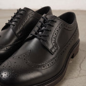 Men's Black Wingtip Leather Derbys — Farsley