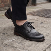 Men's Black Wingtip Leather Derbys — Farsley