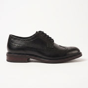 Men's Black Wingtip Leather Derbys — Farsley