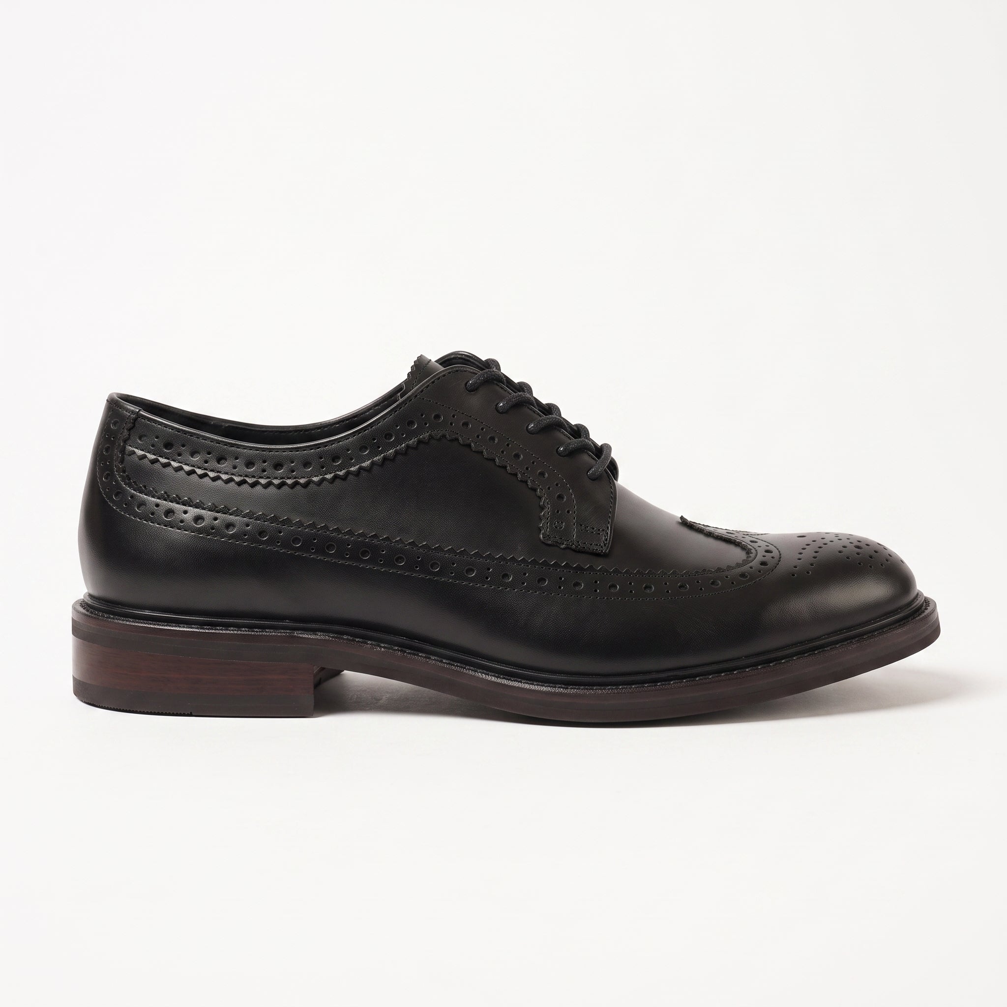Men's Black Wingtip Leather Derbys — Farsley