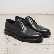 Men's Black Wingtip Leather Derbys — Windsor