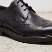 Men's Black Wingtip Leather Derbys — Windsor