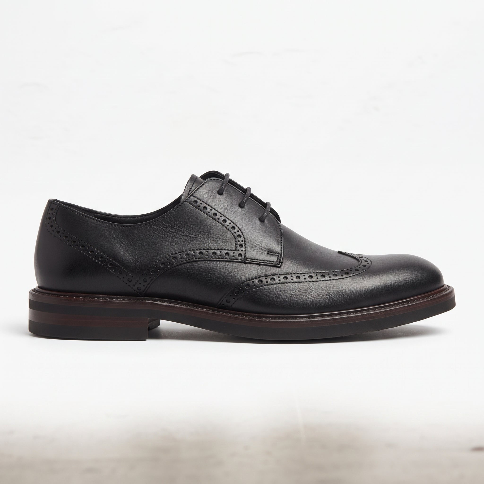 Men's Black Wingtip Leather Derbys — Windsor