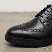 Men's Black Wingtip Leather Derby Brogues — Culshaw