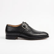 Men's Black Plain-Toe Leather Monk Strap Shoes — Cullis
