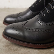Men's Black Wingtip Leather Oxford Boots — Lomas