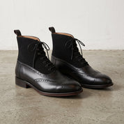 Men's Black Wingtip Leather Oxford Boots — Lomas