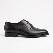 Men's Black Wingtip Leather Oxfords — Amerton