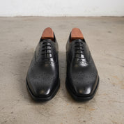 Men's Black Wingtip Leather Oxfords — Amerton