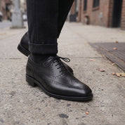 Men's Black Wingtip Leather Oxfords — Amerton