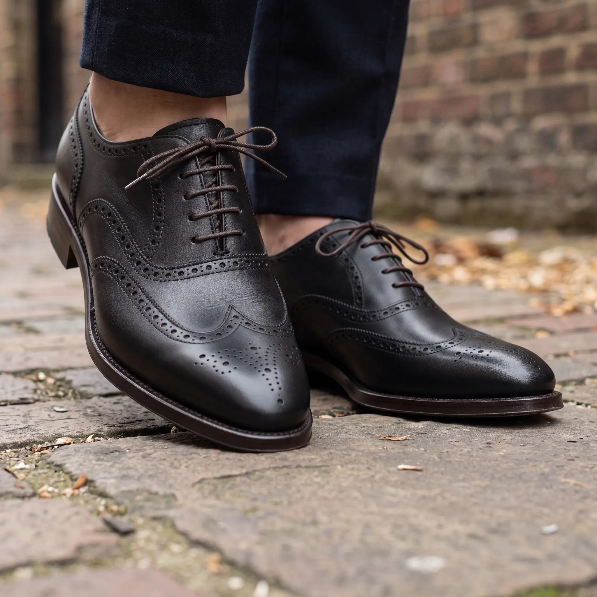 Men's Black Wingtip Leather Oxfords — Dingley