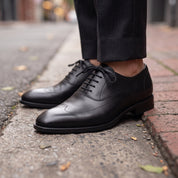 Men's Black Wingtip Leather Oxfords — Hutchinson
