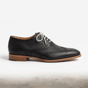 Men's Black Wingtip Pebbled Leather Oxfords — Chigwell