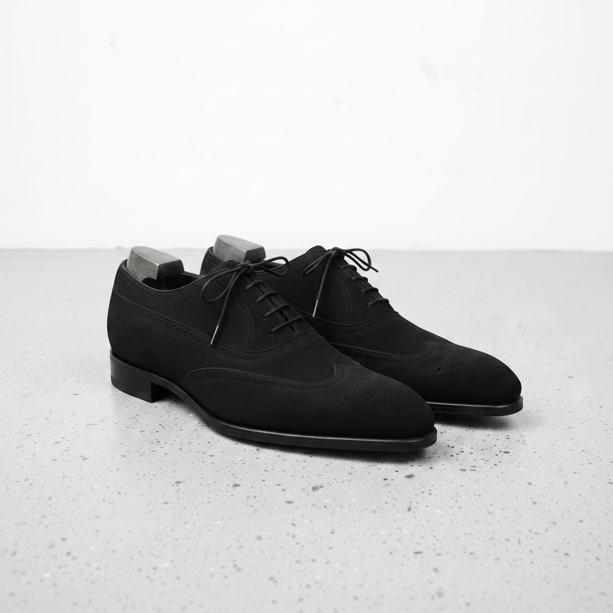 Men's Black Wingtip Suede Oxfords — Beckwith
