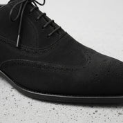Men's Black Wingtip Suede Oxfords — Beckwith