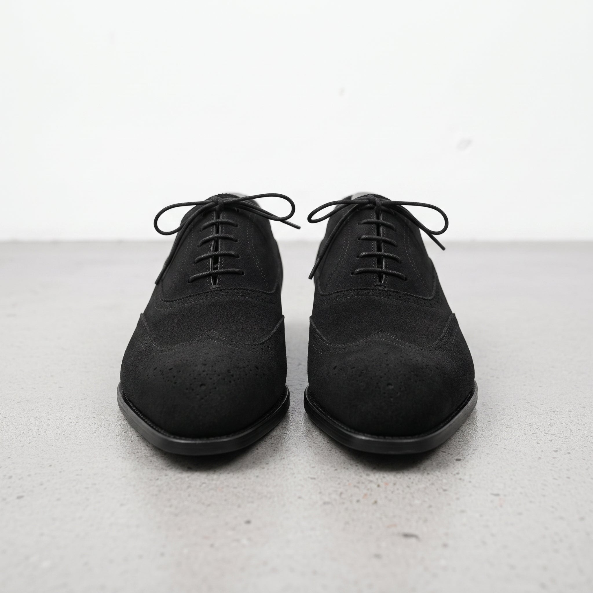 Men's Black Wingtip Suede Oxfords — Beckwith