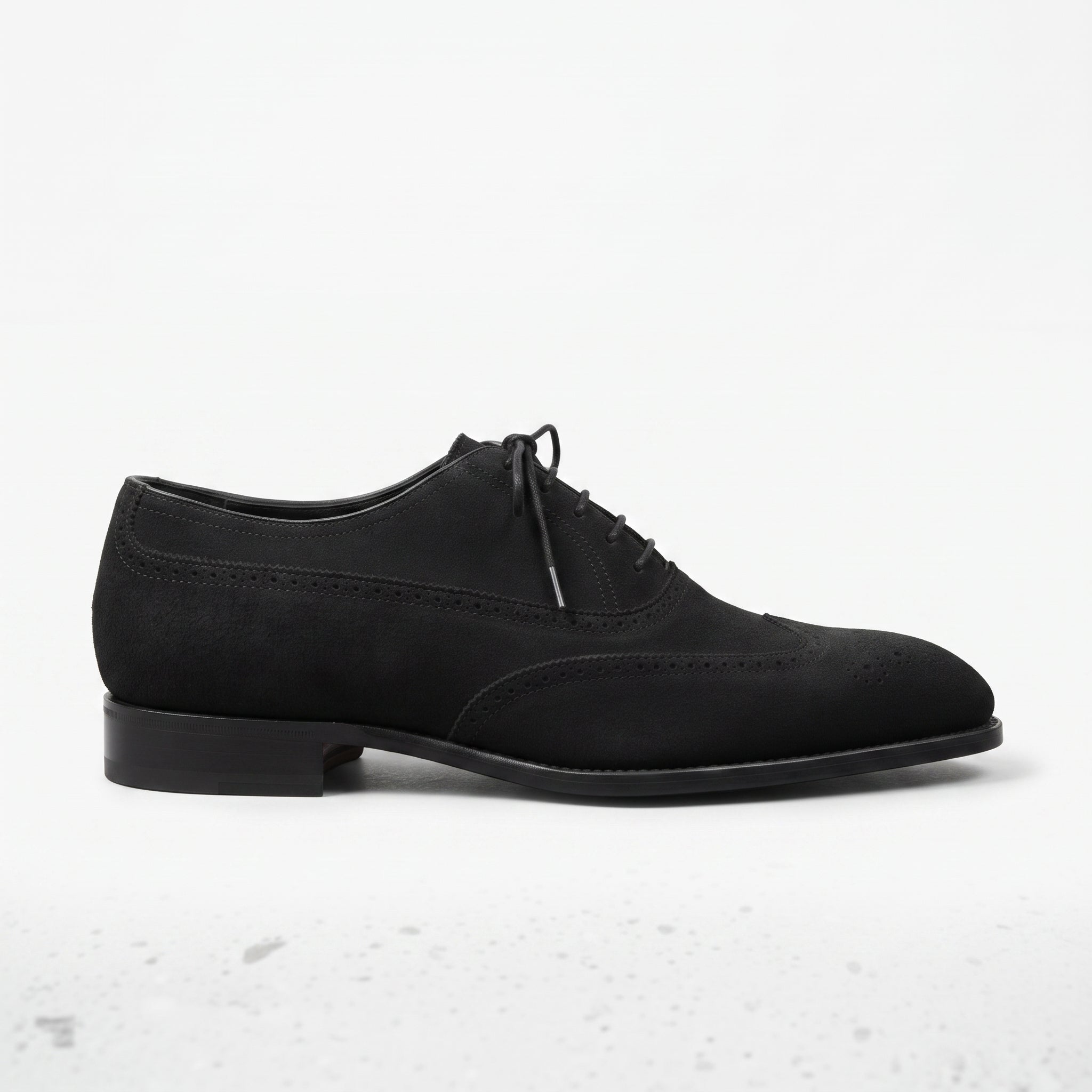Men's Black Wingtip Suede Oxfords — Beckwith