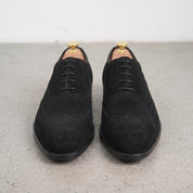Men's Black Wingtip Suede Oxfords — Foston