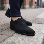 Men's Black Wingtip Suede Oxfords — Foston